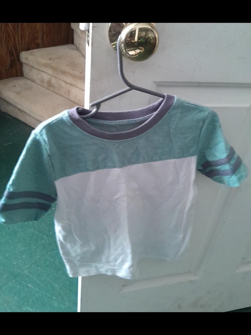 Cat & Jack Mint Green and White Short Sleeve Colorblock Tee